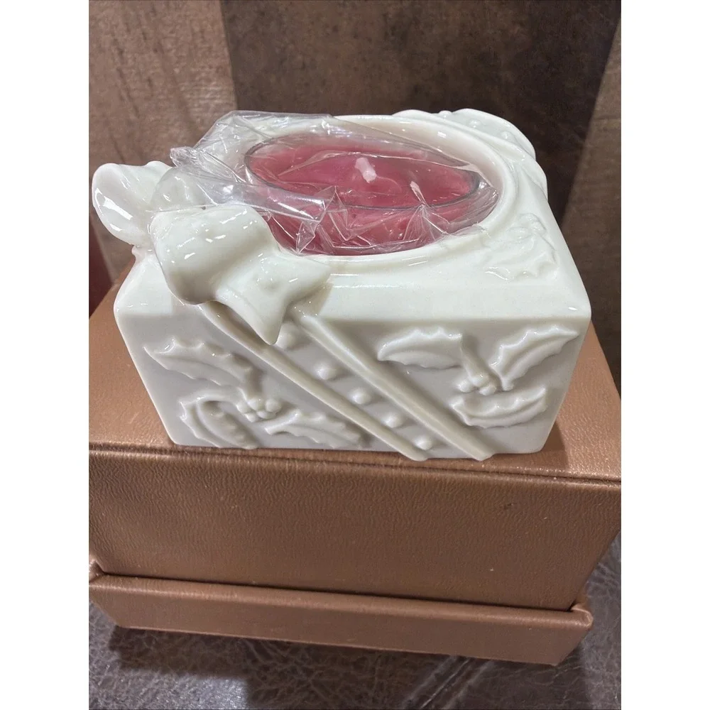 Lenox Yuletide Glowlites Christmas Package Tea Light Candle Holder Vintage 2000s